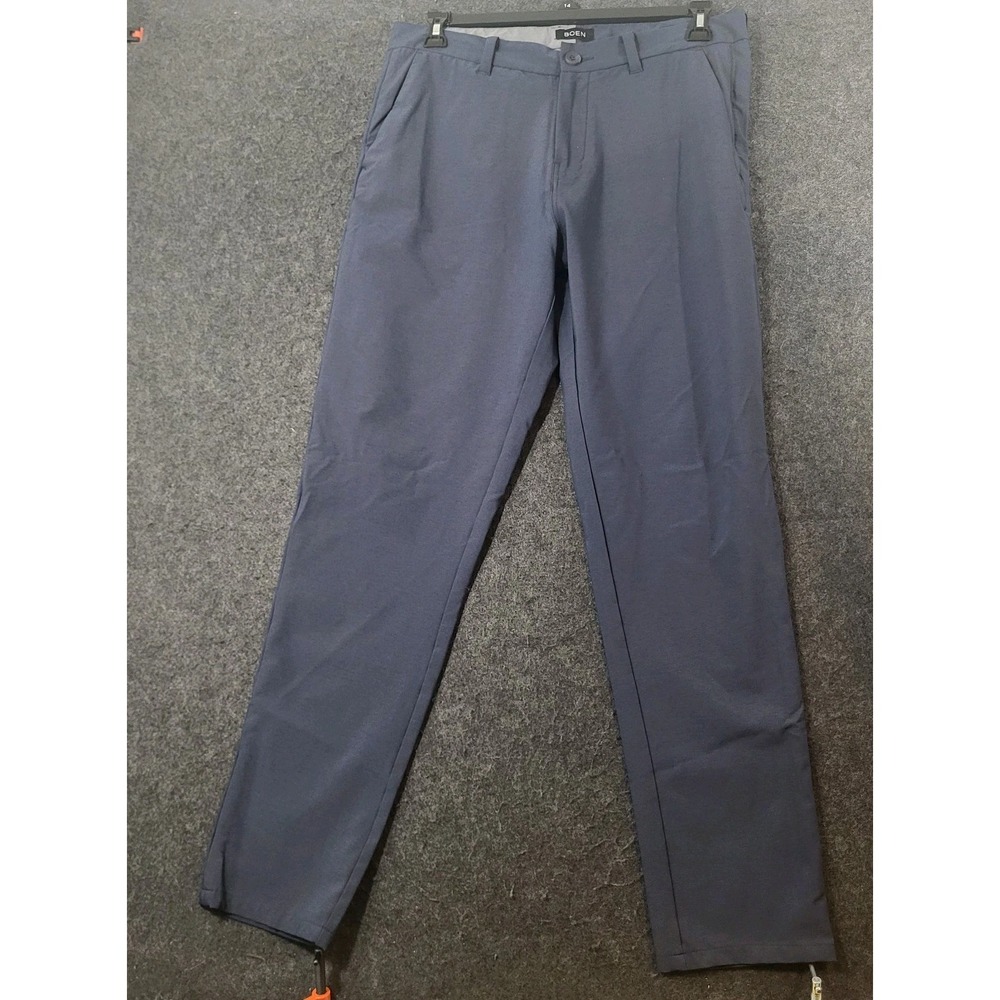 BOEN Essential Performance Pants Mens 34 Blue Heather Tech Chino Trousers